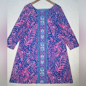 Lilly Pulitzer Blue and Pink Ophelia Swing Dress XL